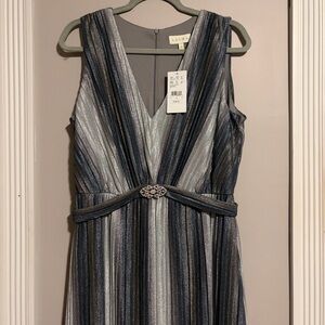 Laura Metallic Striped Evening Gown